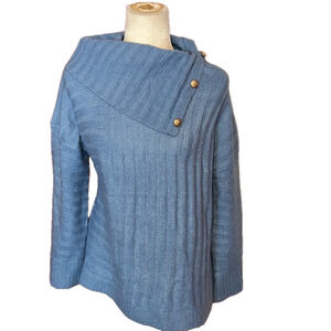 NWT Rafaella Blue Wool Blend Fuzzy Sweater M